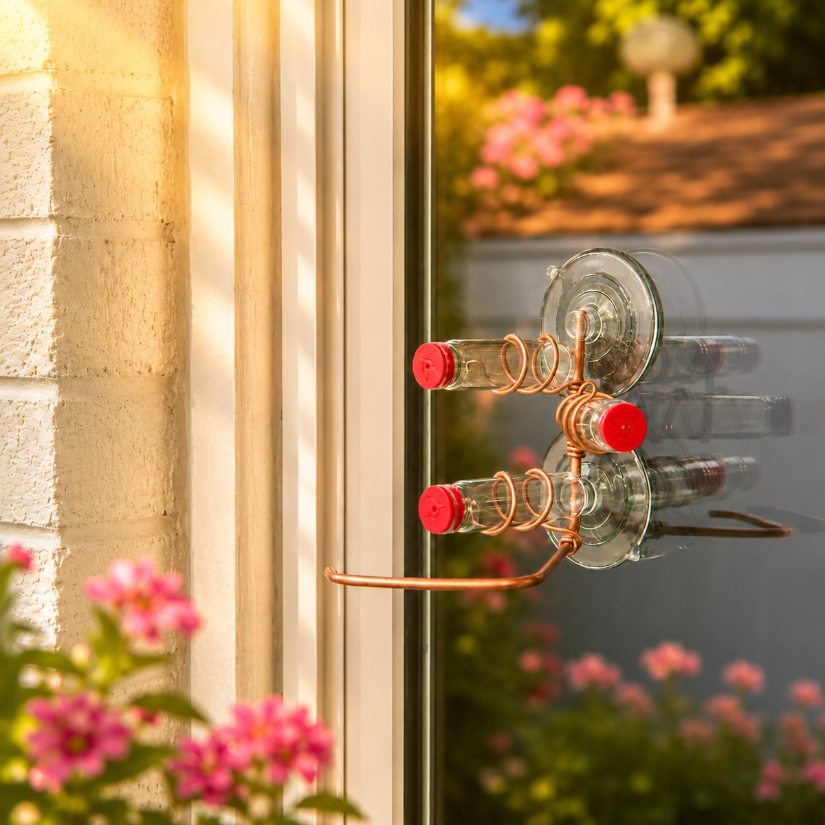 Modern Three Station Perch Hummingbird Feeder 2.0: Copper