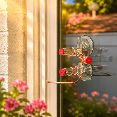 Modern Three Station Perch Hummingbird Feeder 2.0: Copper
