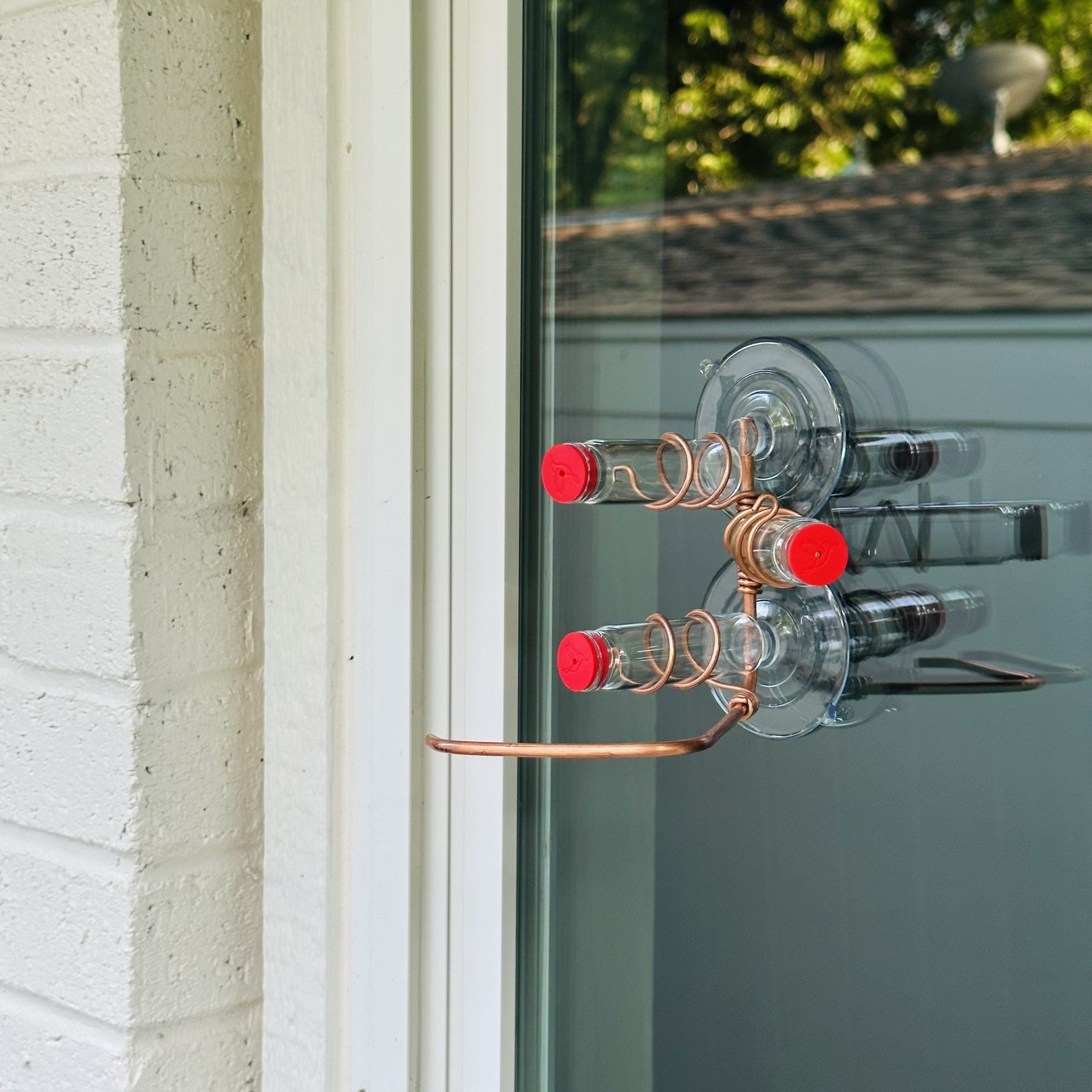 Modern Three Station Perch Hummingbird Feeder 2.0: Copper